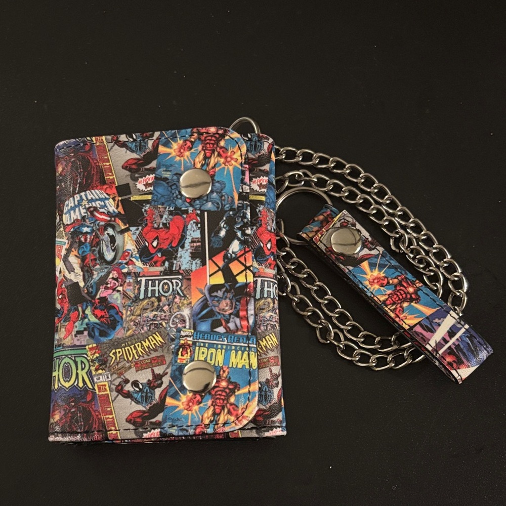 Marvel Multicolor Comic Wallet with Chain